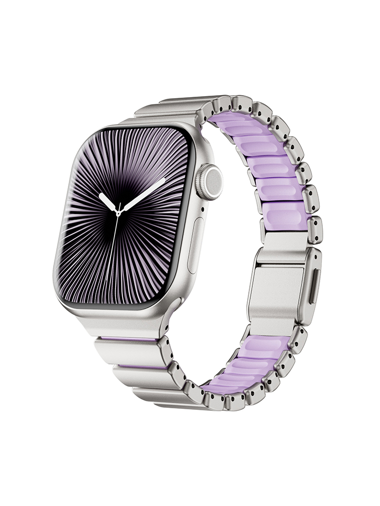 Dual-Layer Stainless Steel and Silicone Watch Band for Apple Watch