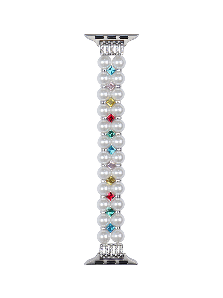 Pearl & Colored Diamond Woven Elastic Band for Apple Watch