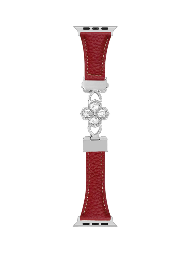 Cut-out Clover Magnetic Clasp Leather Band for Apple Watch