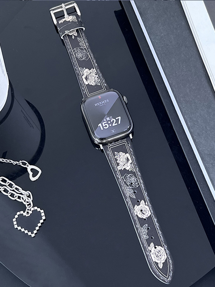 Camellia Pattern Leather Band