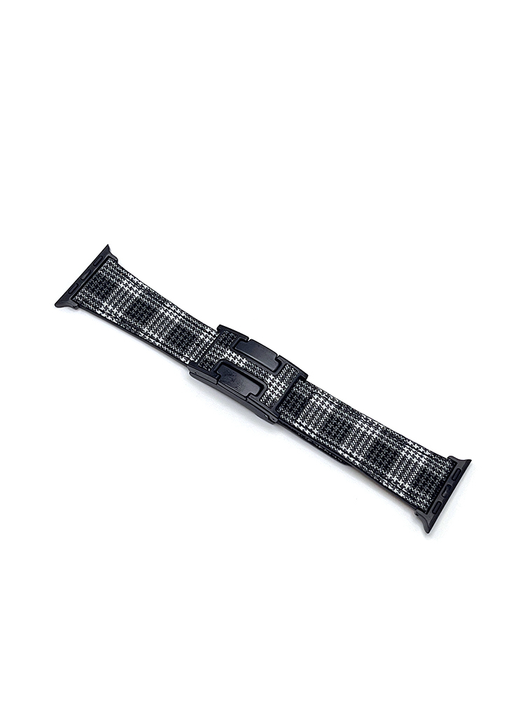 Plaid Pattern H Magnetic Buckle Leather Band