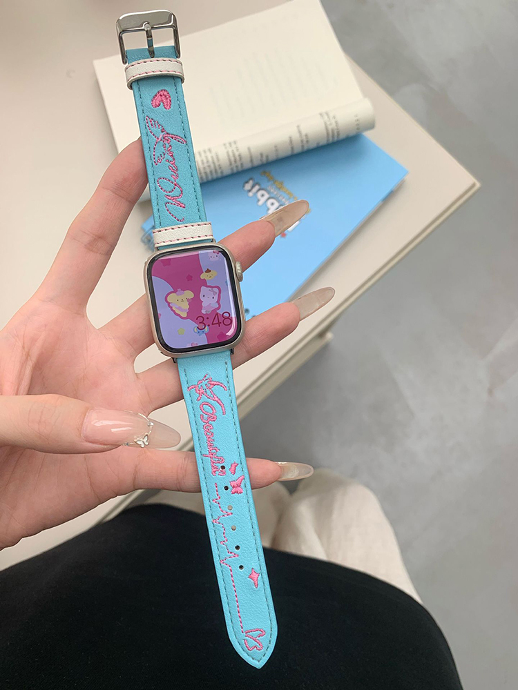 Beautiful Wing Embroidery Leather Apple Watch Band - Tatanband