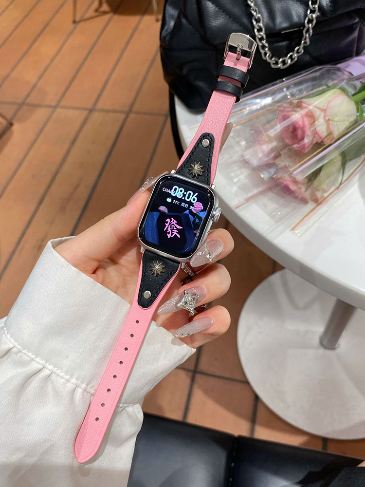 Ten-pointed Star Rivet Curve Leather Band