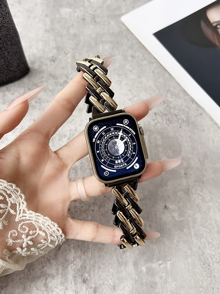 H Letter Two-color Mixed Stitching Stainless Steel Band