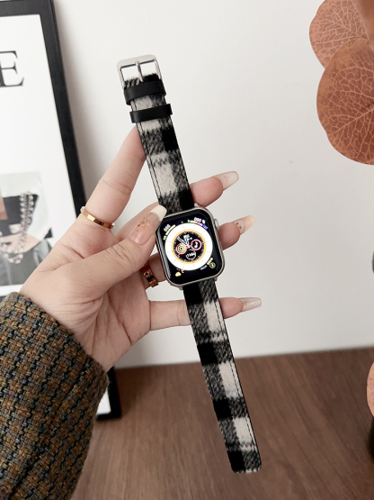 Checked Plush Leather Band