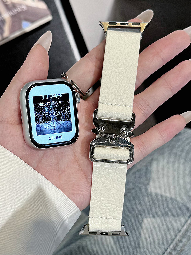 Quick Release Buckle Lychee Pattern Leather Band