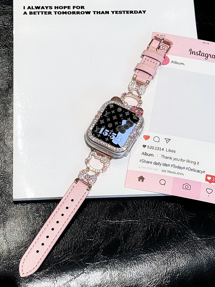 Diamond Kitty Leather Band