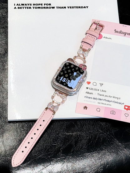 Diamond Kitty Leather Band