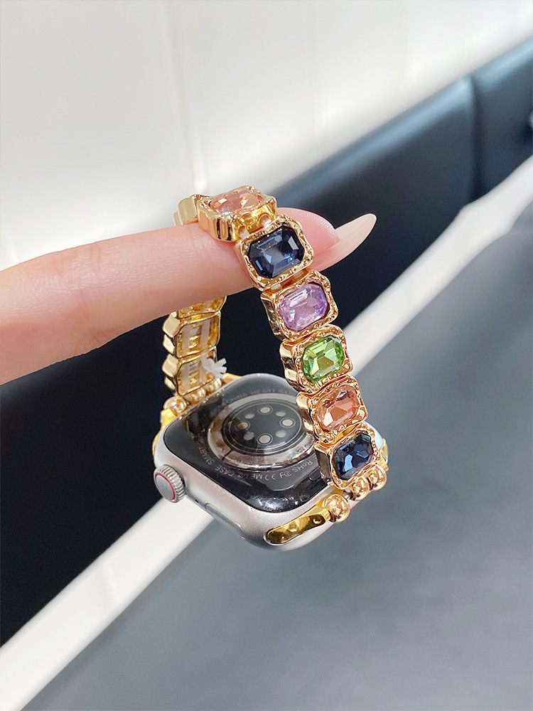 Colorful Square Diamonds Stainless Steel Band