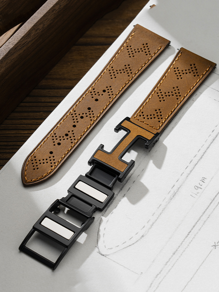 H Mesh H Magnetic Buckle Leather Band