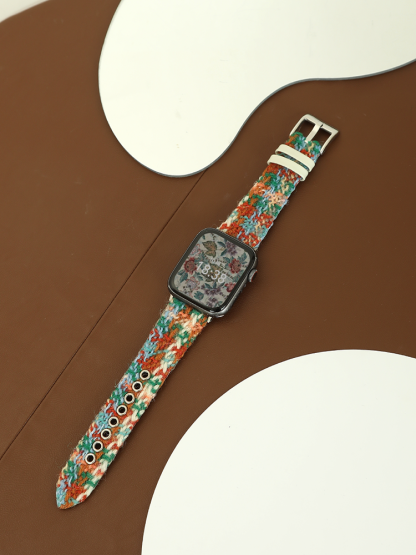 Wool Woven Plaid Leather Band