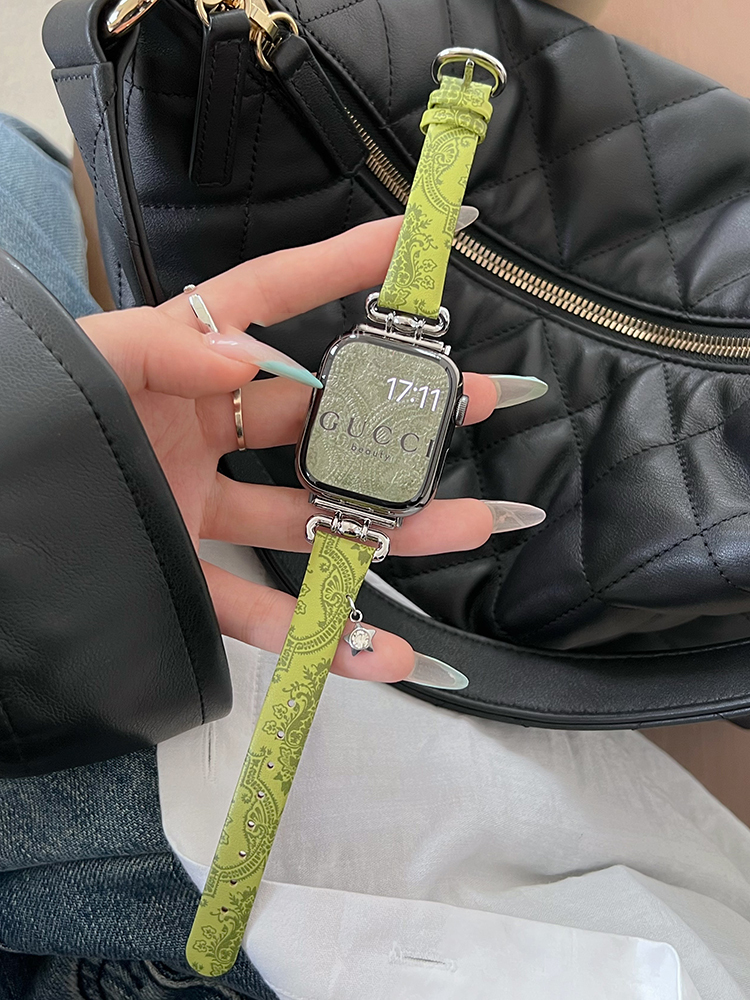 Star Charm Print Leather Apple Watch Band - Tatanband