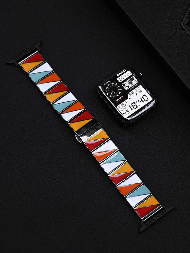 Multicolor Triangle Combination Stainless Steel Band
