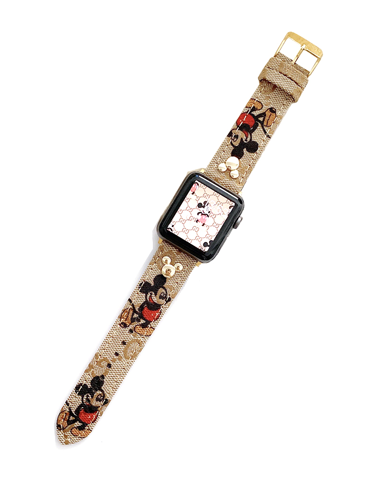 Mickey Rivet Print Leather Band