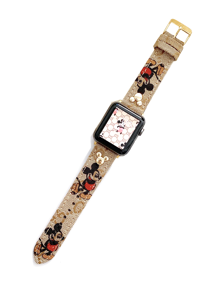 Mickey Rivet Print Leather Band