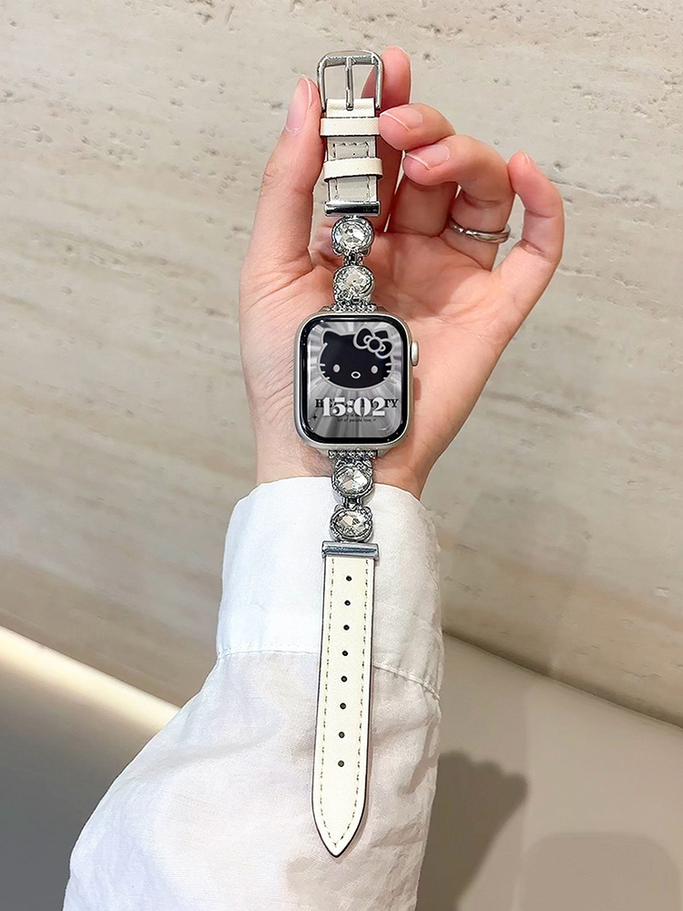 Zircon Kitty Buckle Leather Apple Watch Band - Tatanband