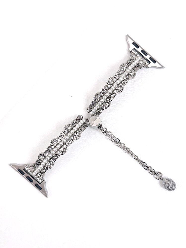 Flower Diamonds with Pearls Stainless Steel Band