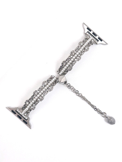 Flower Diamonds with Pearls Stainless Steel Band