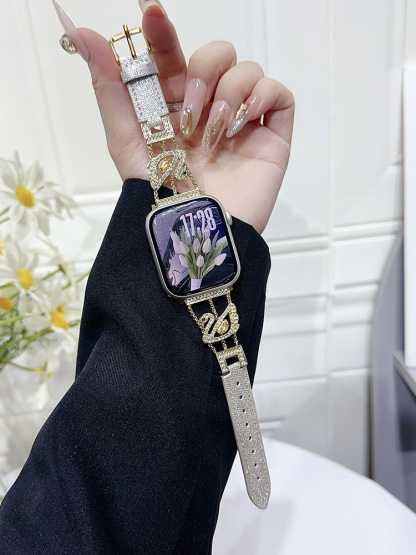 Diamond Swan Leather Band