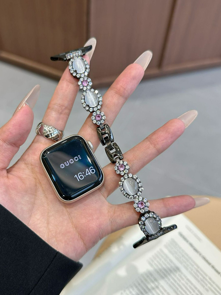 Opal with Diamonds Stainless Steel Band