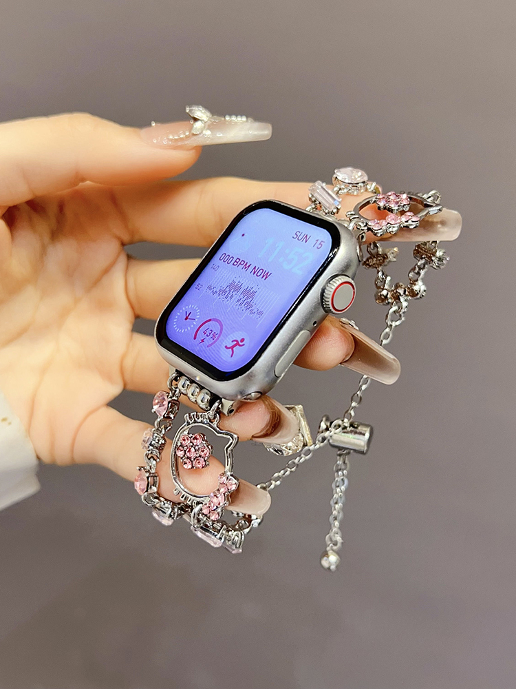 Kitty Diamond Double Chain Stainless Steel Band