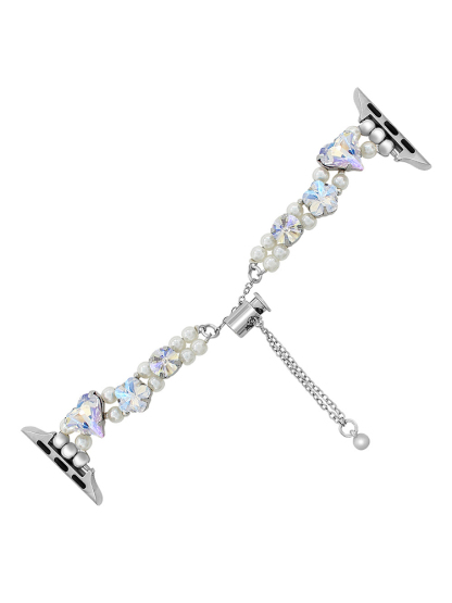 Colored Large Zircon with Pearls Stainless Steel Band