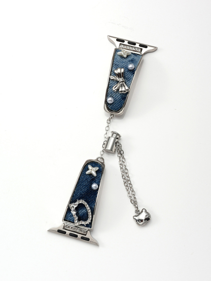 Kitty and Bow Denim Stainless Steel Band