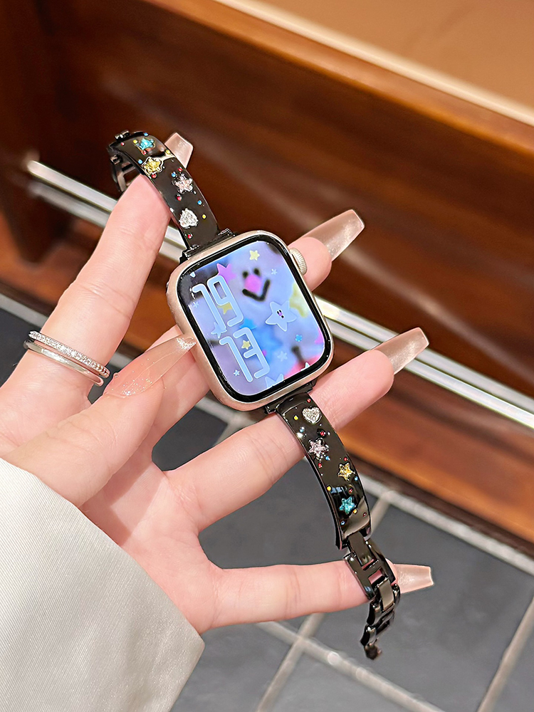 Colored Star Diamonds Bracelet Stainless Steel Band for Apple Watch