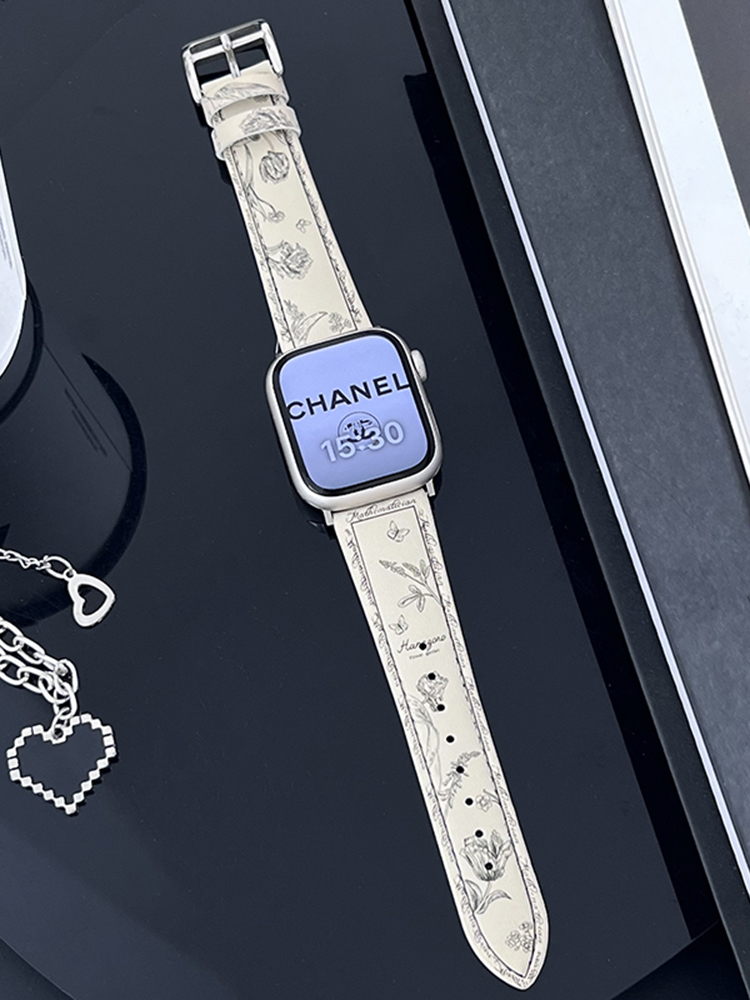 Camellia Pattern Leather Band