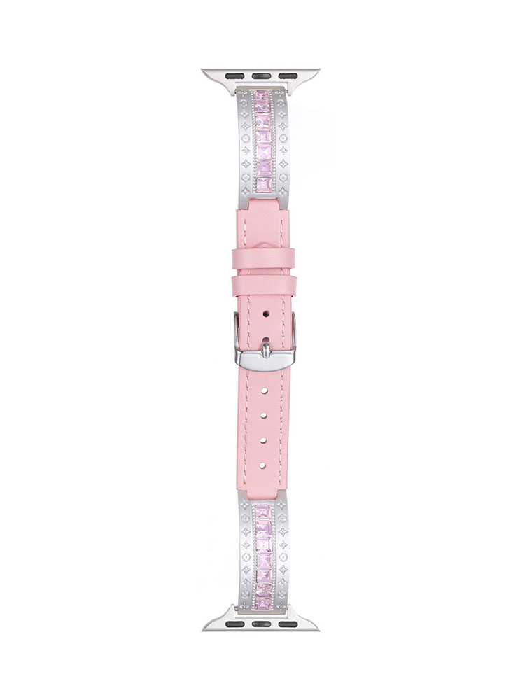 Four-leaf Pattern Square Diamond Leather Band for Apple Watch