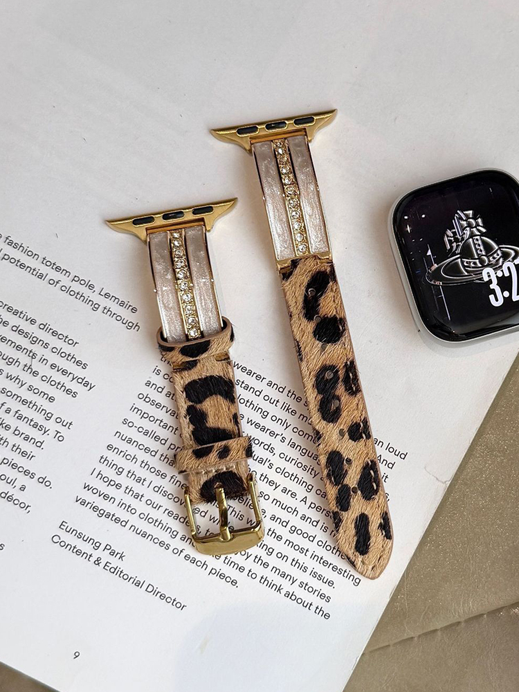 Quicksand Glue Leopard Print Leather Band for Apple Watch