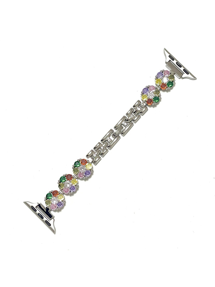 Colorful Zircon Plum Blossom Stainless Steel Band