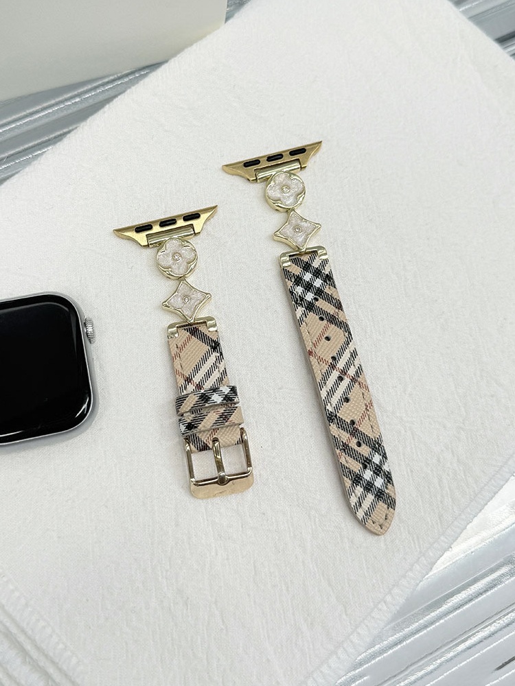 Four-leaf Clover Buckle Twill Leather Band for Apple Watch