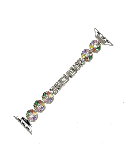 Colorful Zircon Plum Blossom Stainless Steel Band