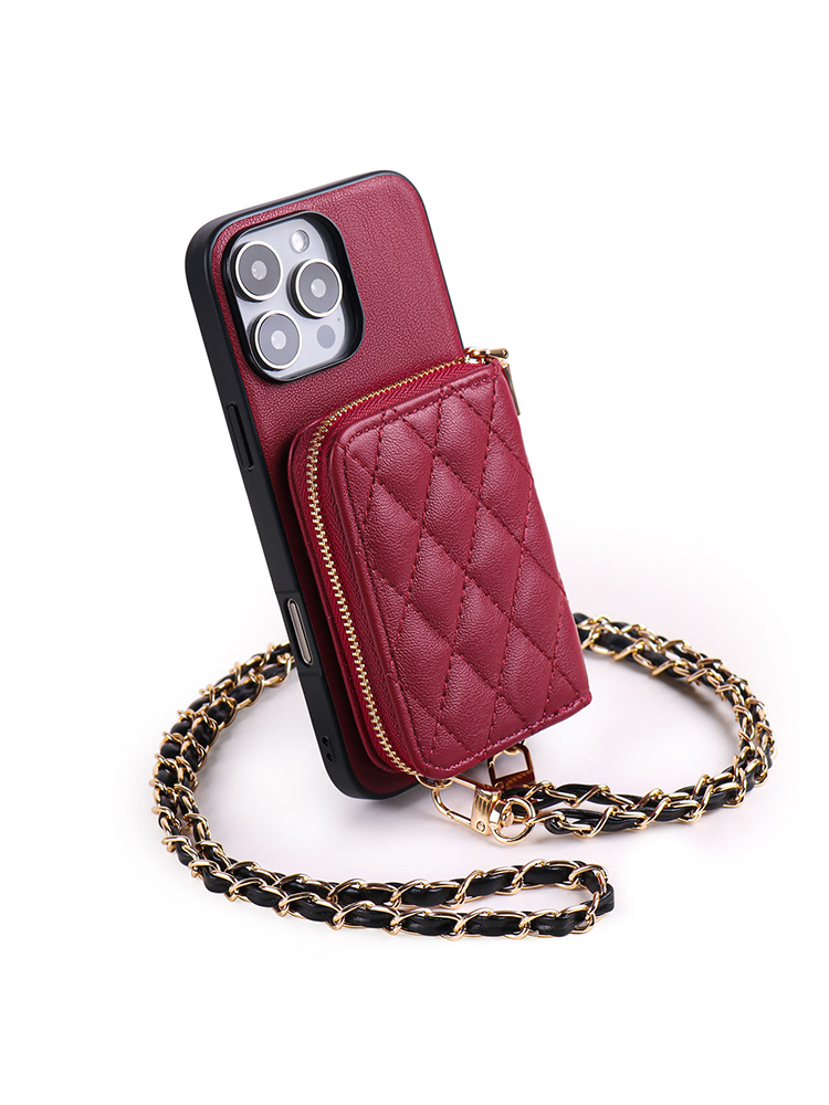 Diamond-patterned Card Holder Case for iPhone