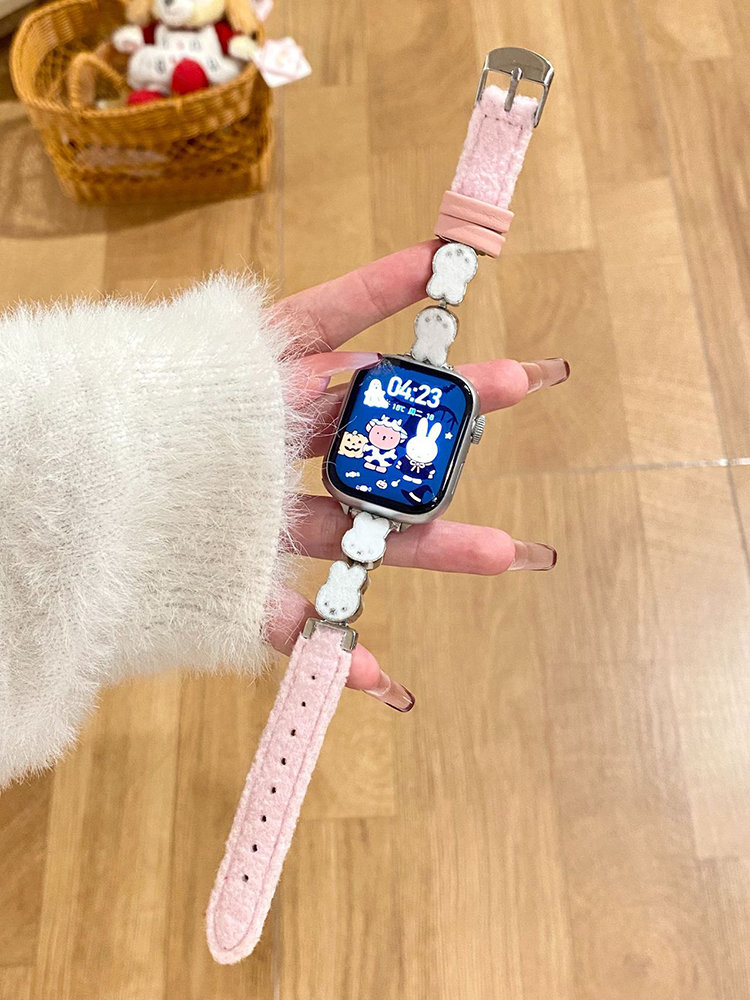 Easter Series Bunny Plush Leather Band for Apple Watch