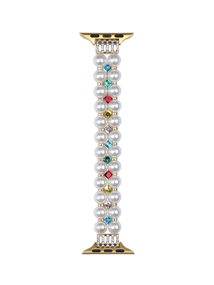 Pearl & Colored Diamond Woven Elastic Band for Apple Watch