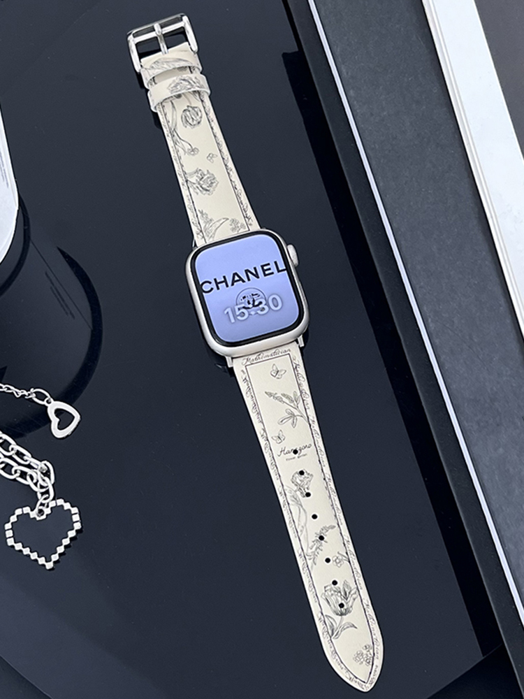 Camellia Pattern Leather Band