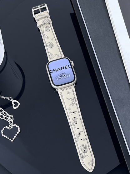 Camellia Pattern Leather Band