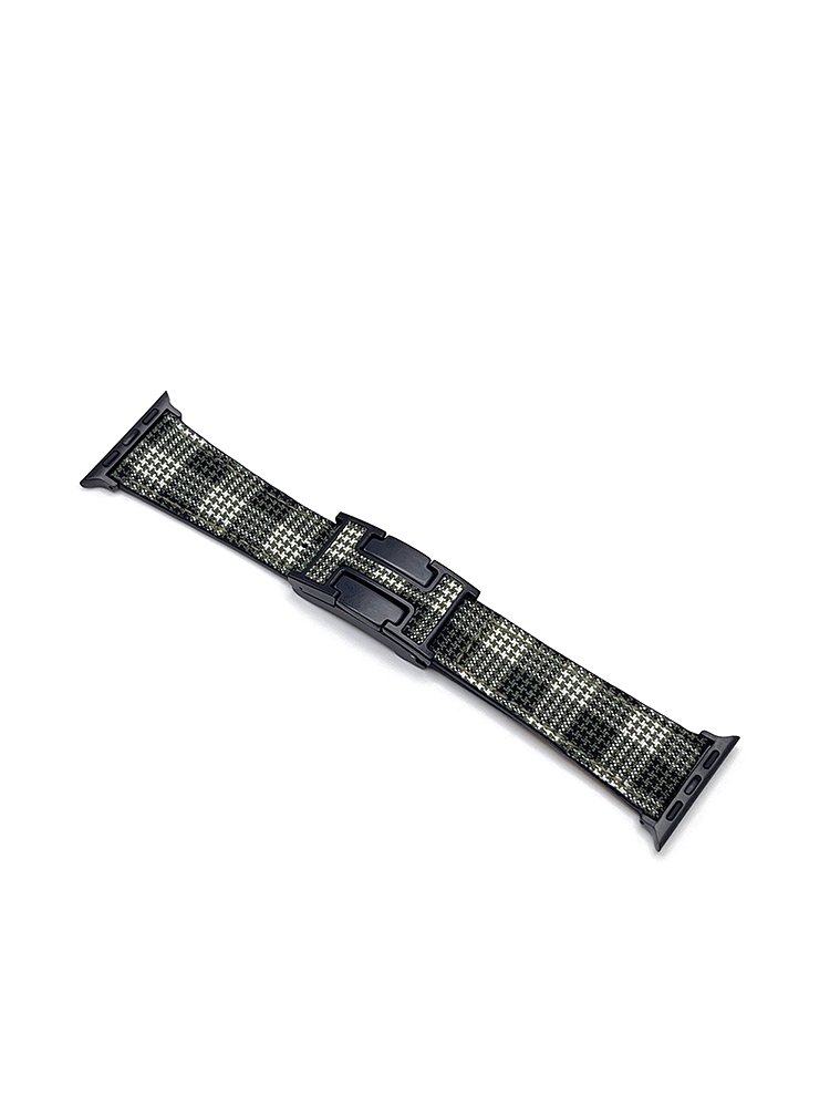 Plaid Pattern H Magnetic Buckle Leather Band