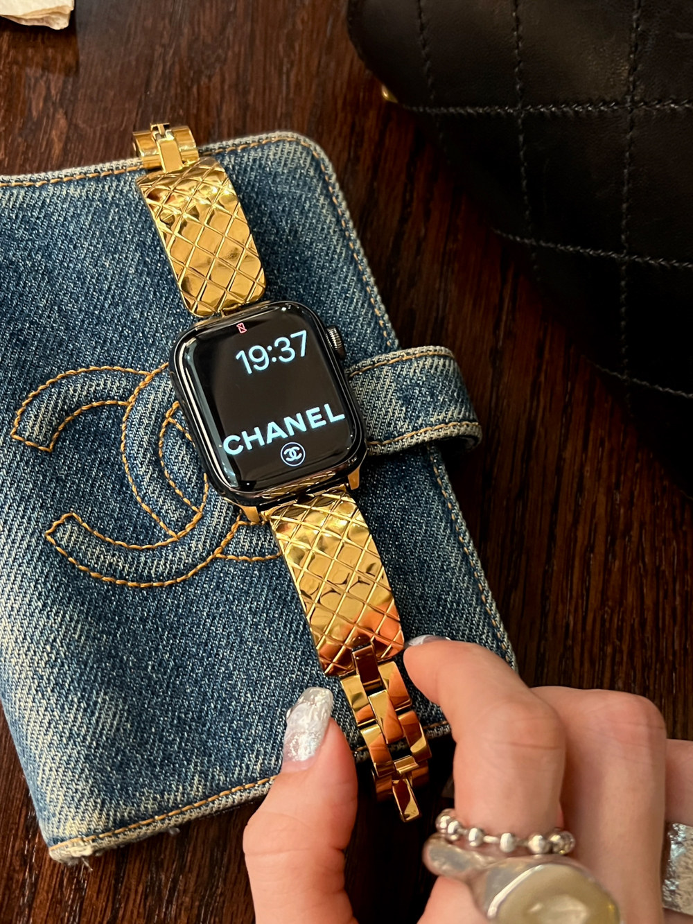 Diamond Check Pattern Bracelet Stainless Steel Band