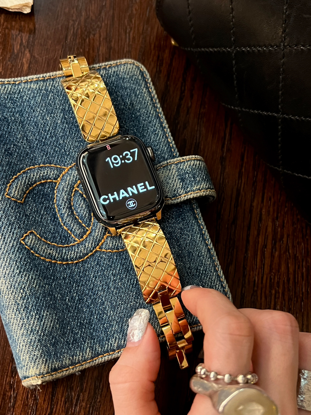 Diamond Check Pattern Bracelet Stainless Steel Band