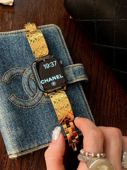 Diamond Check Pattern Bracelet Stainless Steel Band