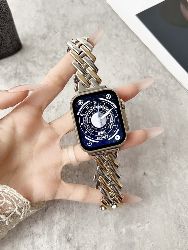 H Letter Two-color Mixed Stitching Stainless Steel Band