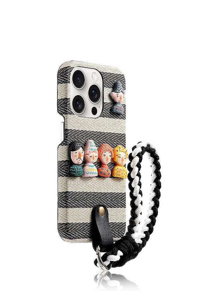 Family Dolls Stripe Wrist Strap iPhone Case - Tatanband