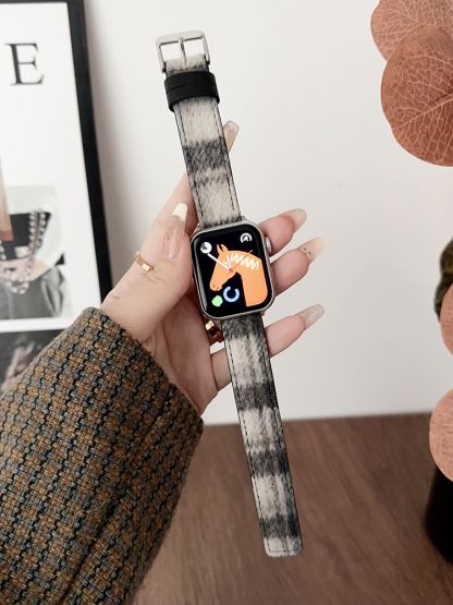 Checked Plush Leather Band