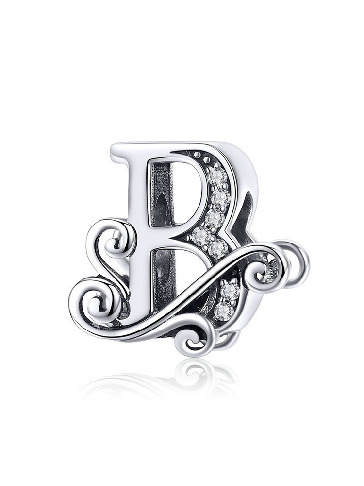 Monogram Letters 925 Sterling Silver Beads