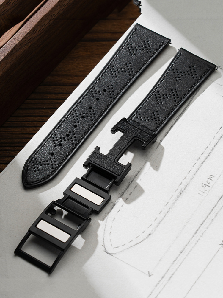 H Mesh H Magnetic Buckle Leather Apple Watch Band - Tatanband