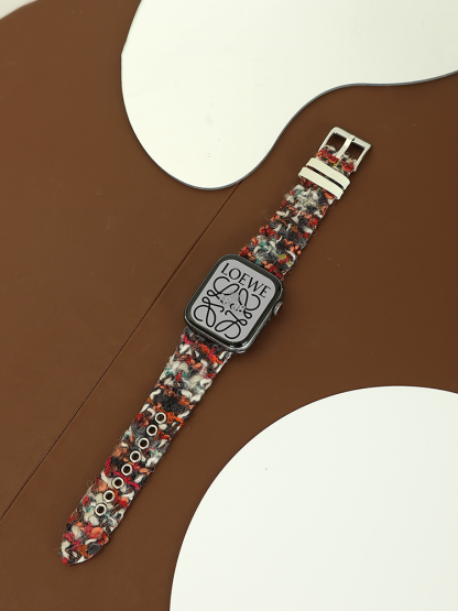 Wool Woven Plaid Leather Band