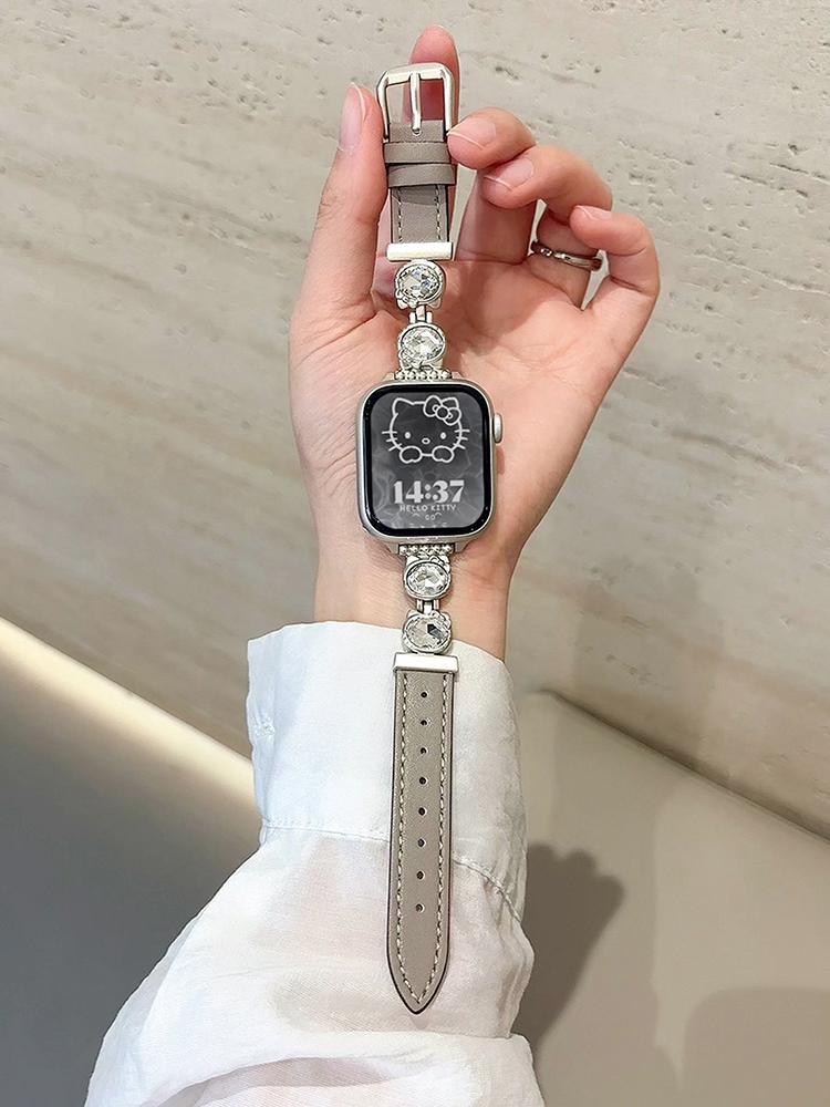 Zircon Kitty Buckle Leather Band